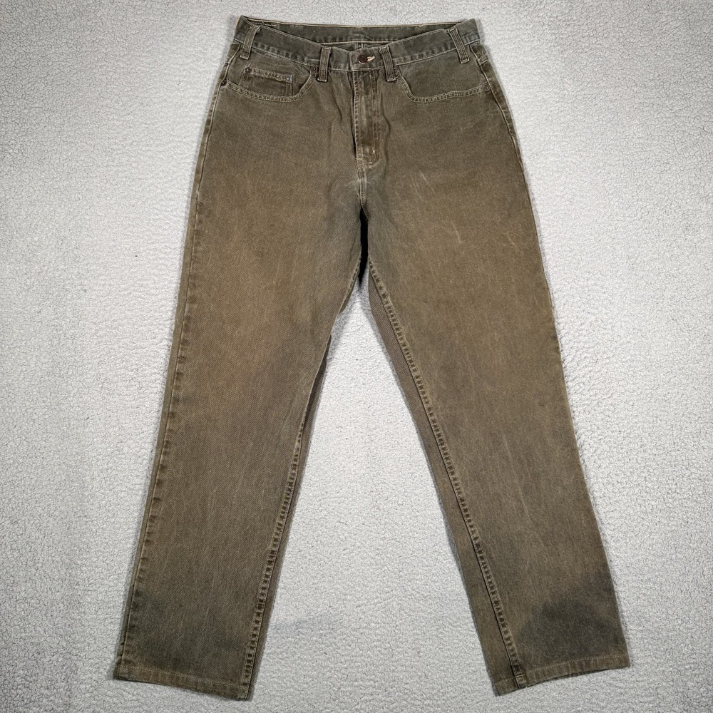 Vintage Mossimo Jeans Mens 31x29 Green Relaxed Fit 5 Pocket Denim Logo USA Made